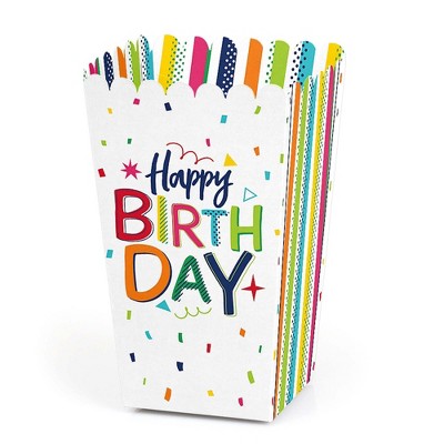 Big Dot of Happiness Cheerful Happy Birthday - Colorful Birthday Party Favor Popcorn Treat Boxes - Set of 12