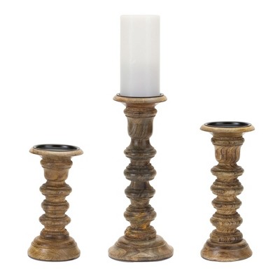 Melrose Mango Wood Candle Holder (Set of 3)