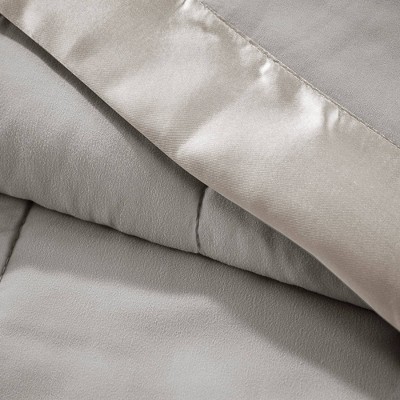 King Size Gray Down Alternative Blanket with Satin Trim