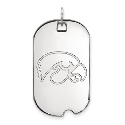 Black Bow Jewelry 10k White Gold Iowa Hawkeyes NCAA Large Pendant