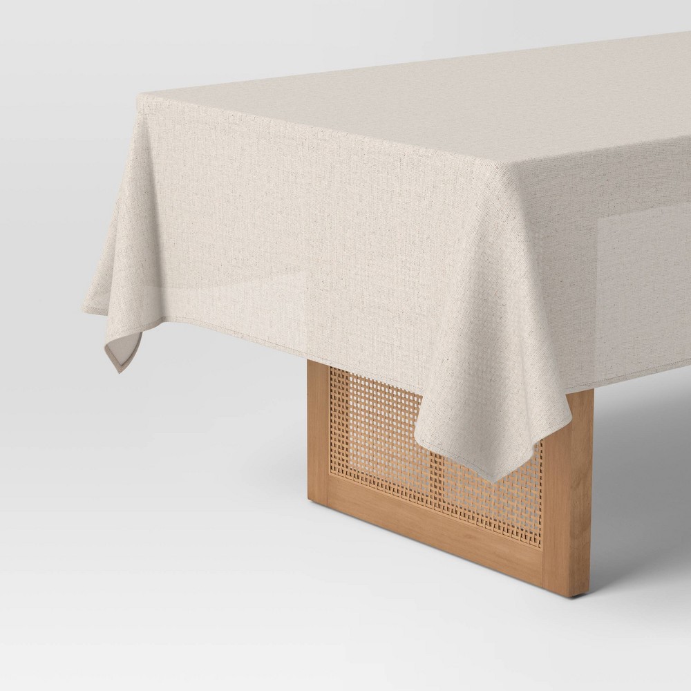 Photos - Tablecloth / Napkin 60"x120" Linen Blend Tablecloth Cream - Threshold™: Modern Woven Rectangle, Cotton & Linen, Solid Pattern