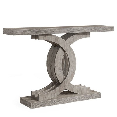 Resenkos Entryway Table, Console Sofa Table,39" Farmhouse Console Table Entryway Table with Geometric Base,Grey