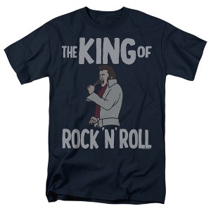 Elvis King of Rock N Roll Adult T Shirt, Navy, 4X-Large - 1 of 4