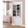 Wall-Mounted Jewelry Cabinet with LED Lights & Full-Length Mirror, Door Organizer and Storage, White - 2 of 4