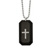 Chisel Stainless Steel Solid Carbon Fiber with Cubic Zirconia Cross Dog Tag on a 24" Ball Chain Necklace - 2 of 2