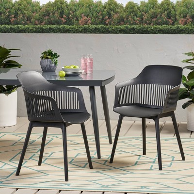 Dahlia 2pk Resin Modern Dining Chair - Black - Christopher Knight Home