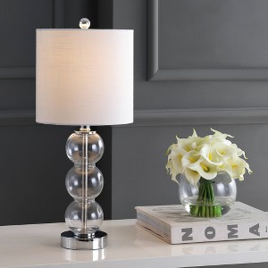 JONATHAN Y 21" Glass/Metal February Table Lamp (Includes LED Light Bulb) Silver: Modern Linen Shade, UL Listed, Bedroom Decor - 1 of 4
