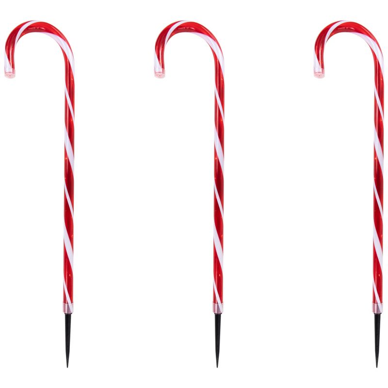 Northlight Set of 8 LED Red and White Candy Cane Pathway Markers 28", 3 of 6