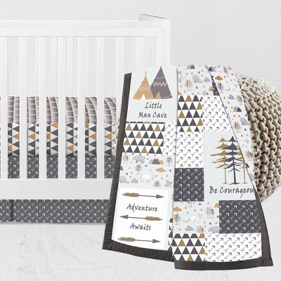 Bacati - Woodlands Forest Animals Beige/Grey 3 pc Boy or Girl Gender Neutral Unisex Baby Crib Bedding Set