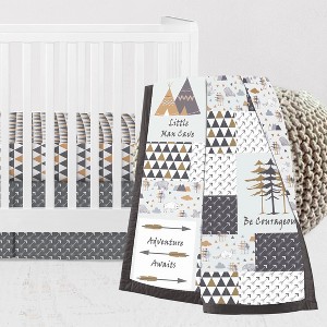 Bacati - Woodlands Forest Animals Beige/Grey 3 pc Boy or Girl Gender Neutral Unisex Baby Crib Bedding Set - 1 of 4