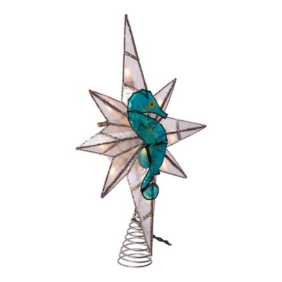 Blue and White Metal Seahorse Bethlehem Star Tree Topper