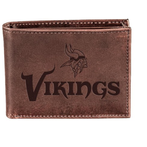 Minnesota Vikings Bifold Leather Wallet - Brown