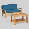Grenada 2pc Acacia Wood Patio Chat Set - Christopher Knight Home - 2 of 4