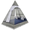 102"H Outdoor Patio Rattan Daybed, Tent Shape Wicker Double Sunbed with Colorful Pillows 4M -ModernLuxe - 3 of 4