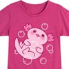 Girls' - Instant Message - Kawaii Axolotl with Bubbles Fitted Short Sleeve Graphic T-Shirt - 2 of 4