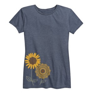 Women's - Instant Message - Decorative Sunflowers Short Sleeve Graphic T-Shirt - 1 of 4