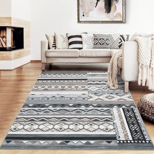 5x7 Geometric Pattern Thin Indoor Rug, Non Slip Washable Low Pile Carpet Mat - 1 of 4