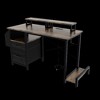 CENGHU 47.3" Computer Desk with Hidden Power Outlet, 2 Monitor Stands, H-shape Desk with Drawers, Use for Home Desk, Game Table, Office Desk - 3 of 4