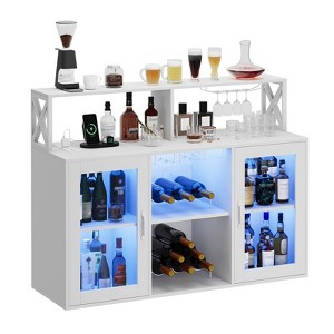 Bar Cabinet, Liquor Cabinet for Home with Power Outlets, Led Lights and Glass Holder, Wine Cabinet with Storage and Racks for Home, Kitchen - 1 of 4