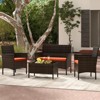 Tangkula Set of 4 Furniture Set w/ Washable Cushions & Tempered Glass Coffee Table - 4 of 4