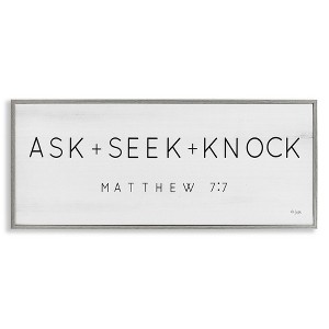 Stupell Industries Ask Seek Knock Minimal Scripture Framed Giclee Art, Gray, 24" x 10" - 1 of 4
