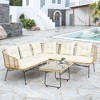 Whizmax 4-Piece Patio Furniture Set,Boho Rope Wicker Bistro Sets, Patio Conversation Set with Soft Cushions and Table for Deck,Backyard, Porch - 2 of 4
