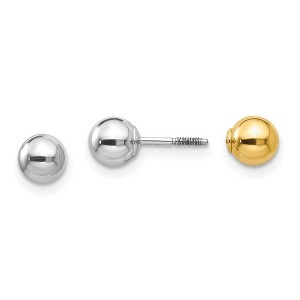 Black Bow Jewelry Reversible 5mm Ball Screw Back Earrings in 14k Two-tone Gold - 1 of 4