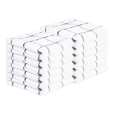 Black and White Cotton Terry Dishcloth Set (12 Pack)