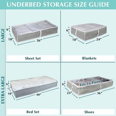 Gray Plastic Collapsible Underbed Storage Set with Lids