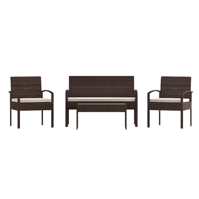 Flash Furniture Aransas Series 4 Piece Patio Set with Steel Frame and Cushions, 3 of 13