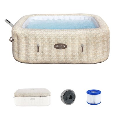 Bestway SaluSpa Rome Smart AirJet Inflatable Hot Tub Square Portable 5-7 Person Spa with 180 AirJets, App Control and EnergySense Cover, Sand Marble