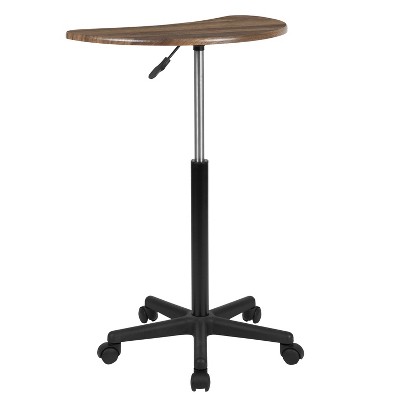 Rustic Walnut Adjustable Height Mobile Laptop Desk