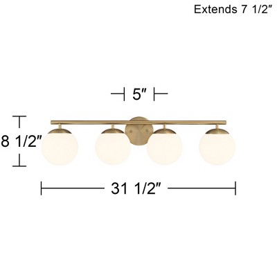 Soft Gold 33" Modern Wall Light with Frosted Globe Shades