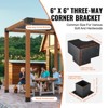 VEVOR Pergola Bracket Kit 6''x6''(Inner Size 5.6x5.6), 8pcs 3-Way Heavy Duty Corner Bracket Woodworks DIY Post Base Kit - 3 of 4