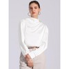 Allegra K Women's Satin Mock Neck Pleated Puff Sleeve Blouse - 2 of 4