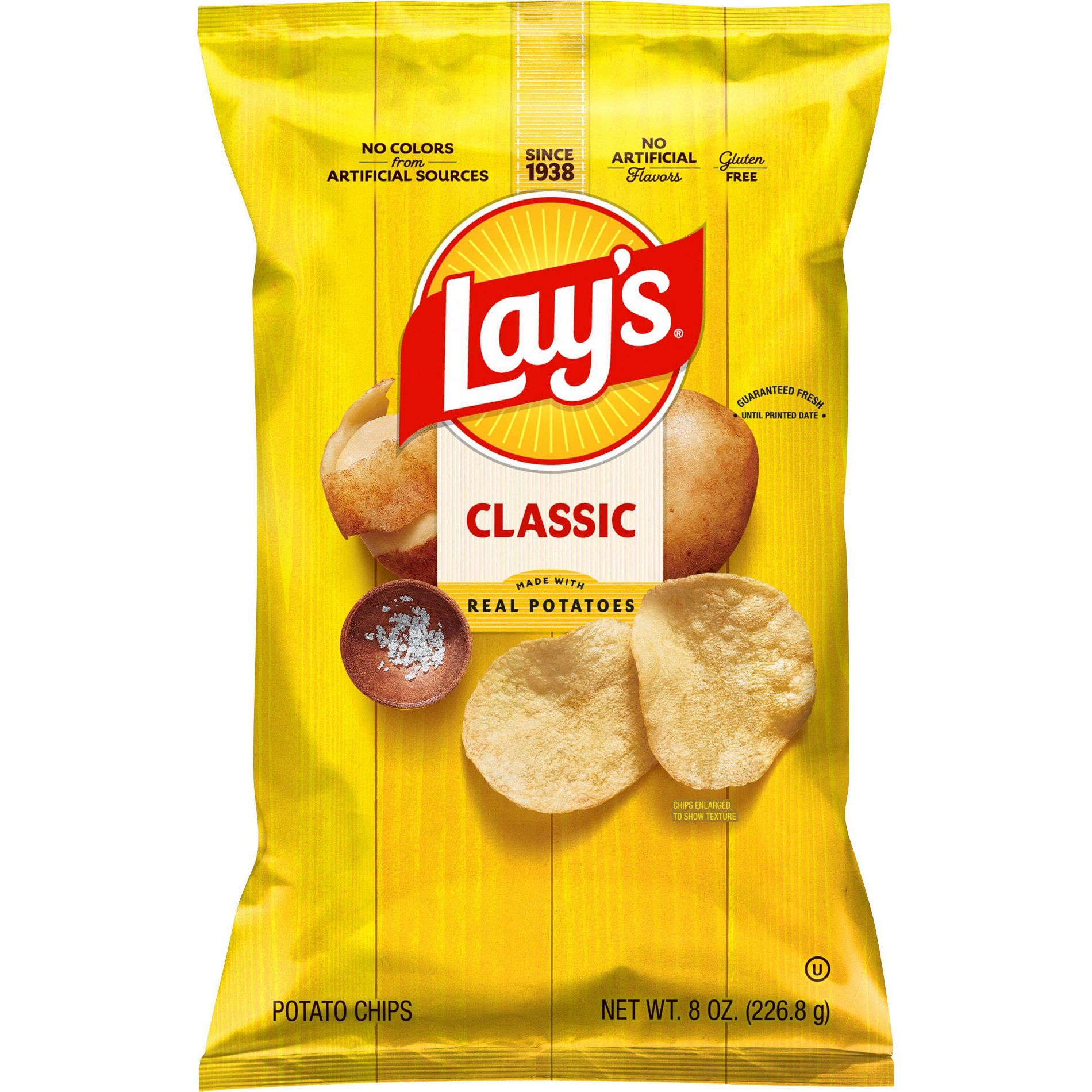 Lay's Classic Potato Chips - 8oz: Gluten-Free, No Artificial Flavors