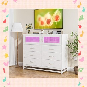 Garvee Modern Dresser for Bedroom with 6 Drawers & 2-Door Storage Cabinet ¨C Multi-Functional TV Stand with LED Lights & Charging Station, Pink - 1 of 4