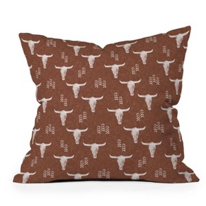 18"x18" Deny Designs Little Arrow Design Co Cow Skull Outdoor Throw Pillow: Abstract Pattern, Polyester, Square Shape - 1 of 4