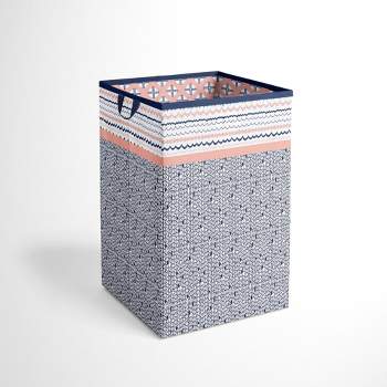 Bacati - Olivia Coral/Navy Collapsible Laundry Hamper