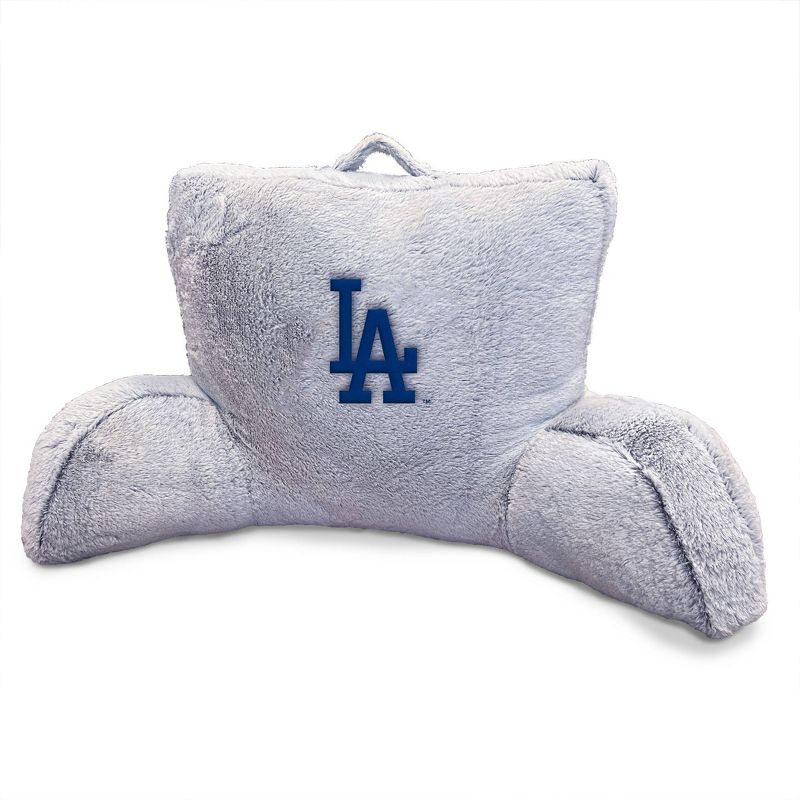 MLB Los Angeles Dodgers Faux Fur Logo Backrest Support Pillow, 1 of 2