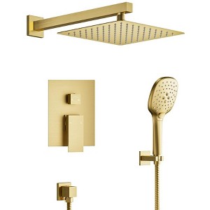 YAWWALK 10" Shower Head with 3-Spray Patterns Handheld in  Brushed Gold (Valve Included) - 1 of 4