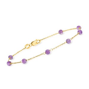 Ross-Simons Italian 2.90 ct. t.w. Amethyst Bead Station Bracelet in 18kt Yellow Gold - 1 of 3