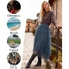 Women's Tulle Fairy Midi Skirt - A-Line Tiered Long Skirt with High Elastic Waist Grayish Blue - 3 of 4