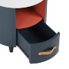Gulches Contemporary Round Nightstand with Drawer & Open Shelf, Curved Design Bedside/End Table for Bedroom Living Room, Easy Assembly, Blue - 2 of 4