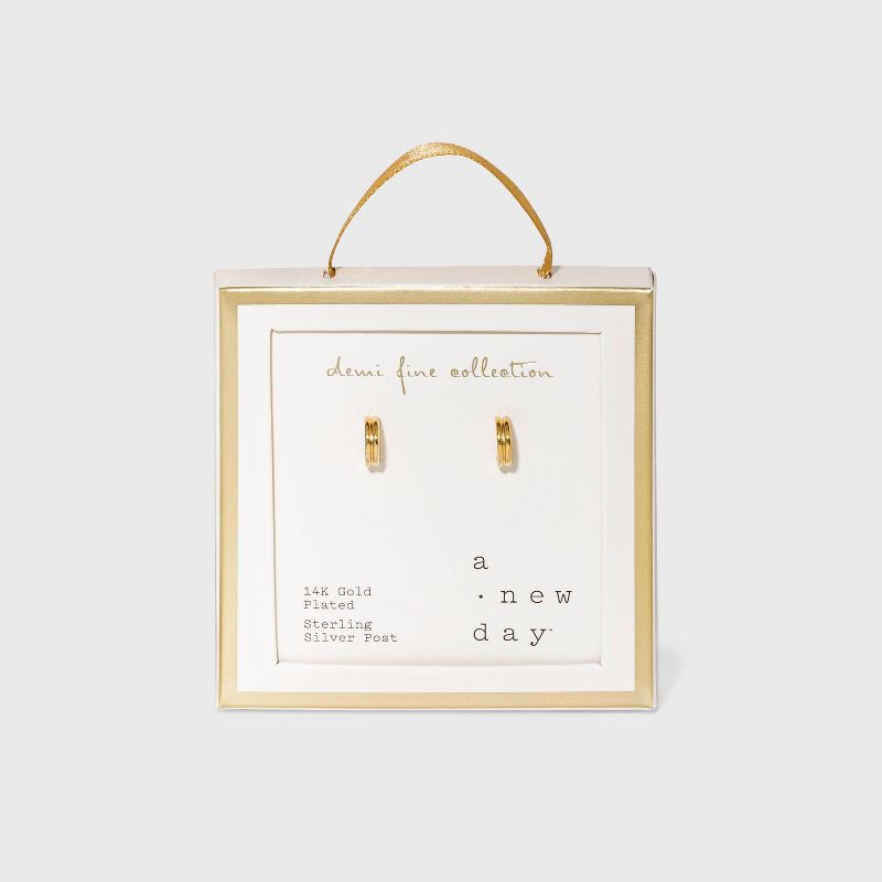 14K Gold Plated Ridge Hoop Earrings - A New Day&#8482;, 5 of 6