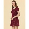 Allegra K Women's Star Floral Multi Pattern Casual Square Neck Short Sleeve Mini A-Line Dress - 3 of 4