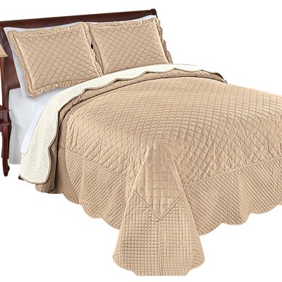 Collections Etc Camille Reversible Diamond Textured Quilted Bedspread