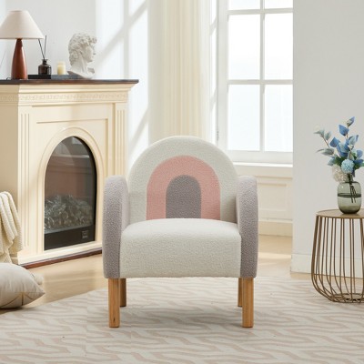 31.10"Accent Chair Sofa, Toddler Fabric with Solid Wooden Frame,Rainbow Design,Multicolor