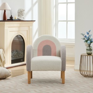 31.10"Accent Chair Sofa, Toddler Fabric with Solid Wooden Frame,Rainbow Design,Multicolor - 1 of 4