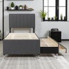 Twin Upholstered Platform Bed with Trundle and 3 Storage Drawers, Stripe Headboard, Linen Fabric, Space Saving - 3 of 4